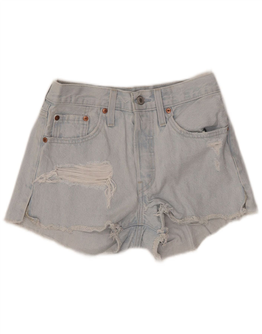 Shorts jeans feminino 501 desgastado da LEVI'S W24 XS azul algodão