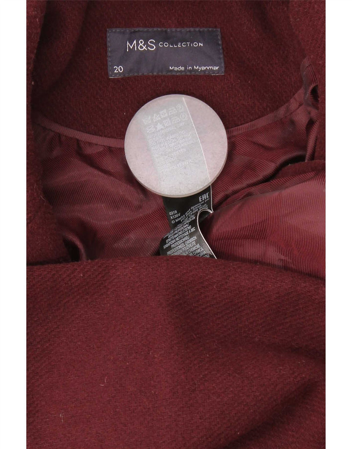 Casaco feminino Marks & Spencer com peito duplo UK 20 2XL poliéster Borgonha