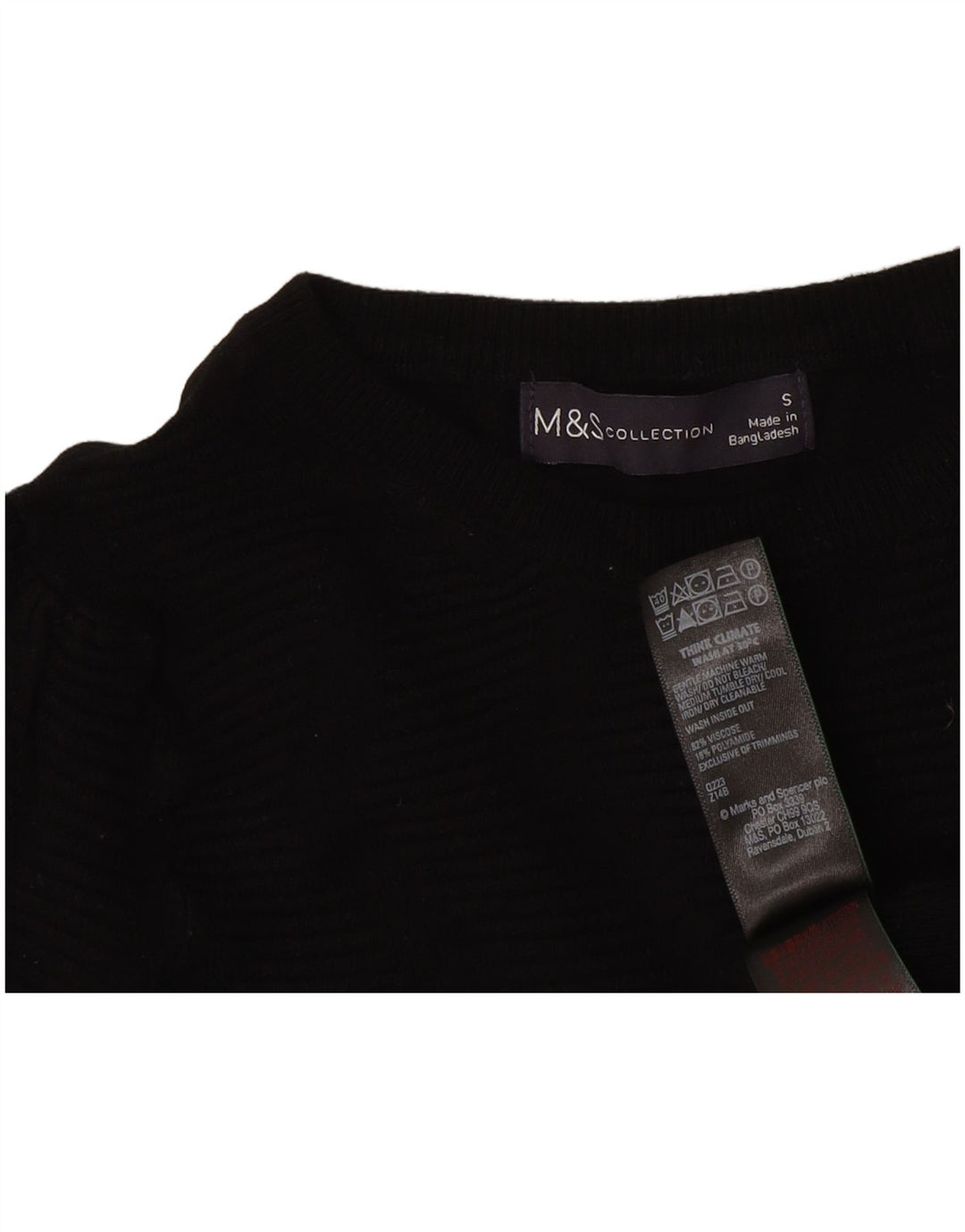 Suéter feminino Marks & Spencer com gola redonda UK 10 pequeno preto clássico
