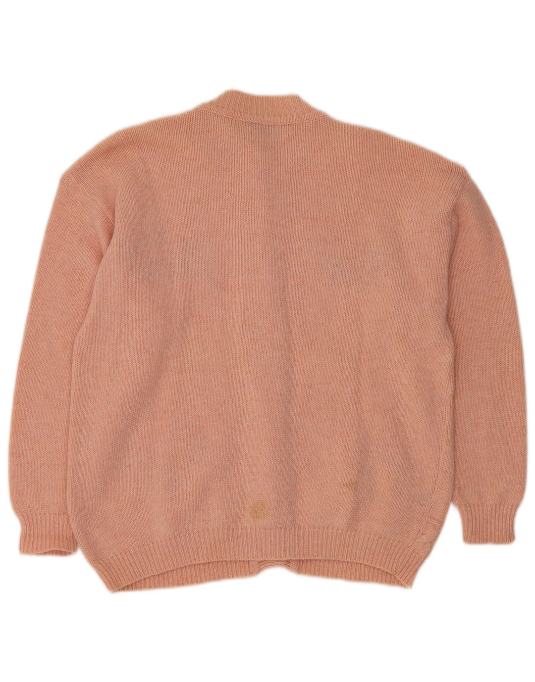 Suéter cardigã feminino VINTAGE Reino Unido 16 grande lã floral rosa