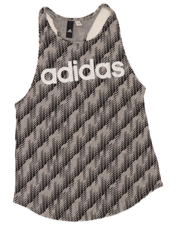 Adidas Womens Graphic Vest Top UK 8 Pequeno Cinza Geométrico