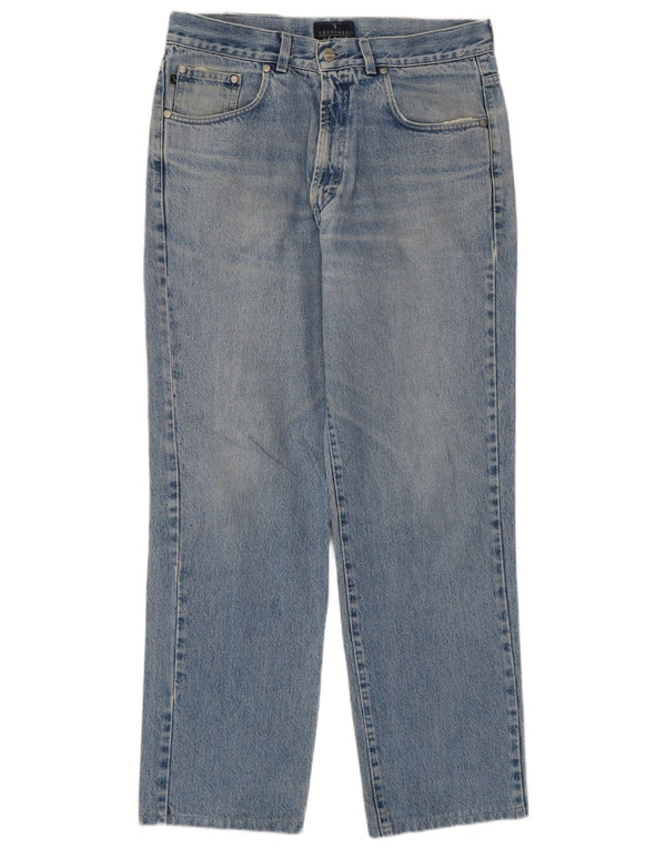 Trussardi Calça jeans reta masculina W33 L29 algodão azul
