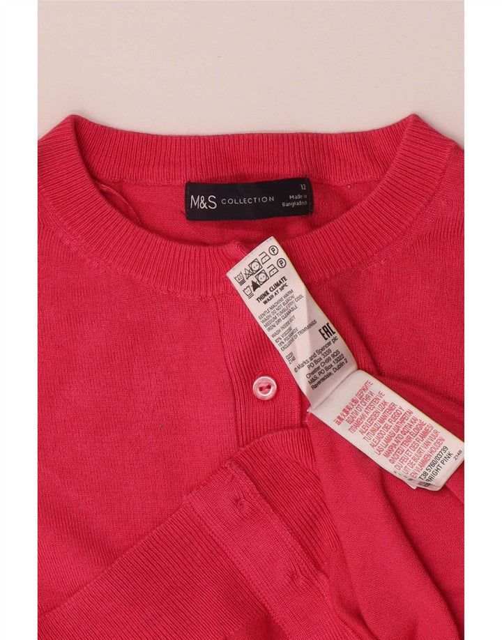 Suéter cardigã feminino Marks & Spencer Reino Unido 12 viscose rosa médio