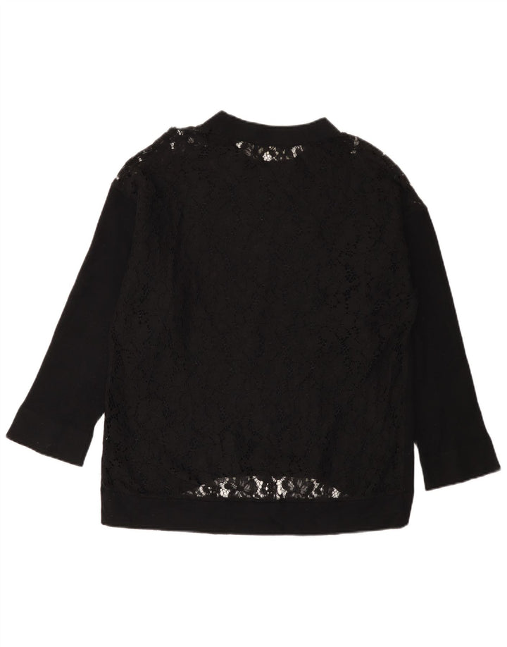 Blusa feminina Zara manga comprida oversized top UK 10 pequena preta