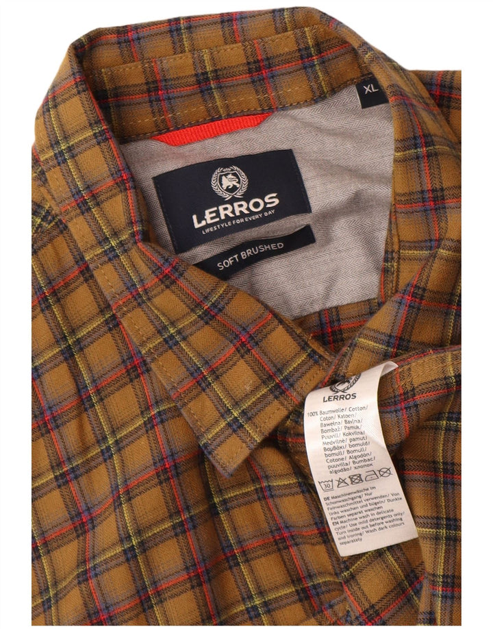 Camisa masculina de flanela Lerros XL caqui xadrez algodão