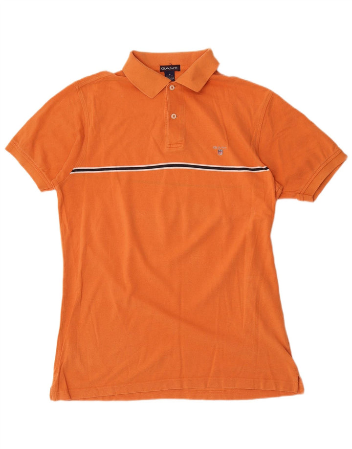 Camisa polo masculina Gant médio algodão listrado laranja