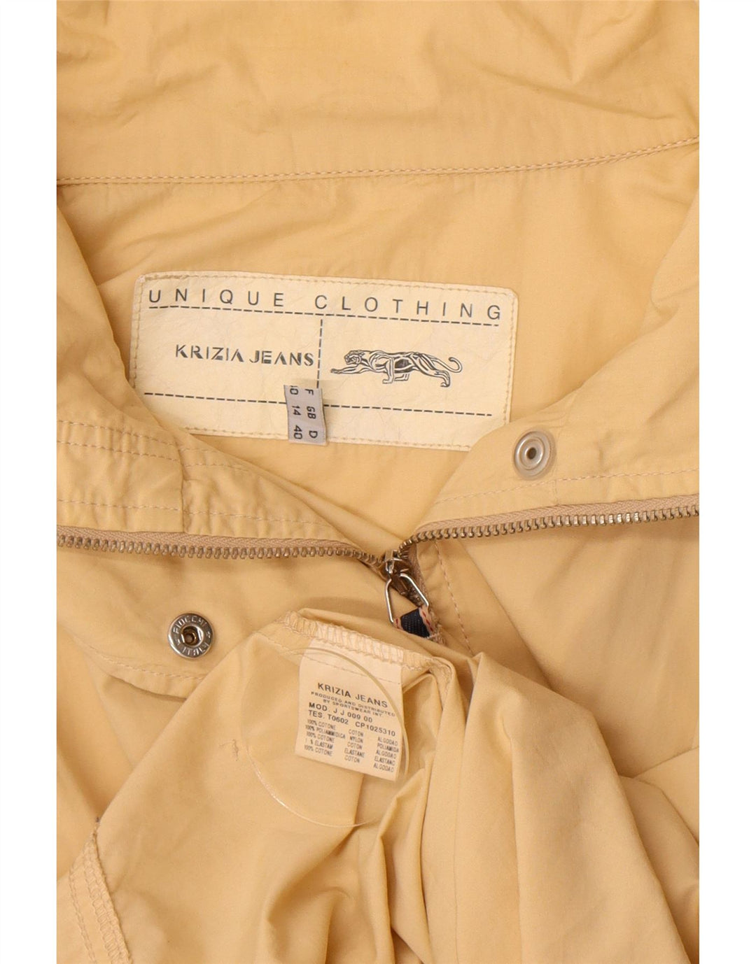 Jaqueta utilitária feminina grande Krizia Jeans Reino Unido 14 grande algodão amarelo