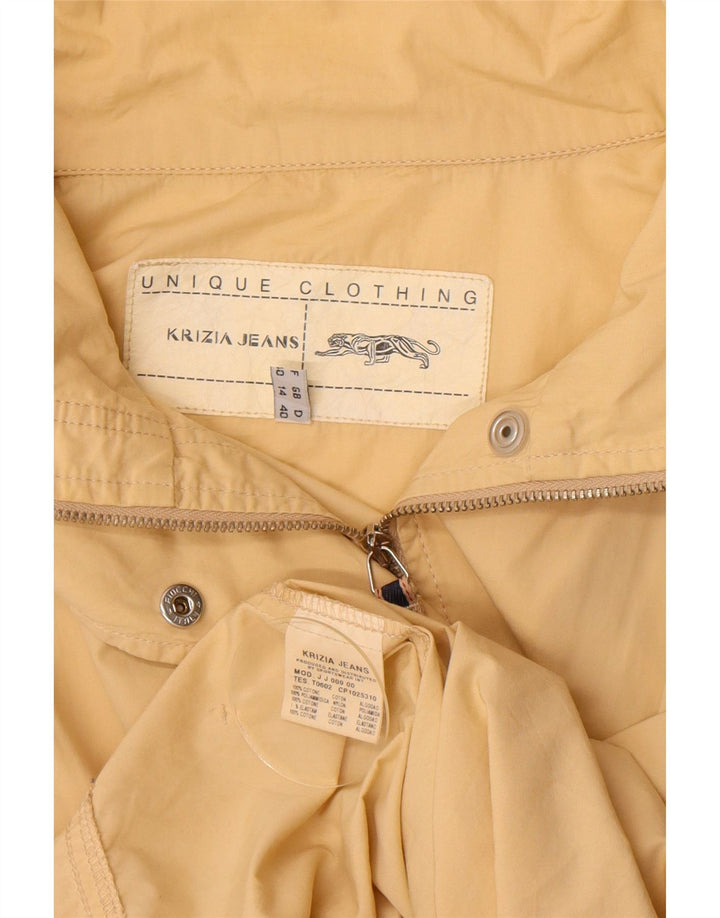 Jaqueta utilitária feminina grande Krizia Jeans Reino Unido 14 grande algodão amarelo