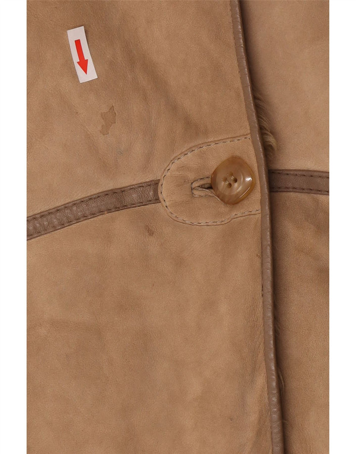 Casaco feminino vintage de shearling UK 14 Shearling marrom médio