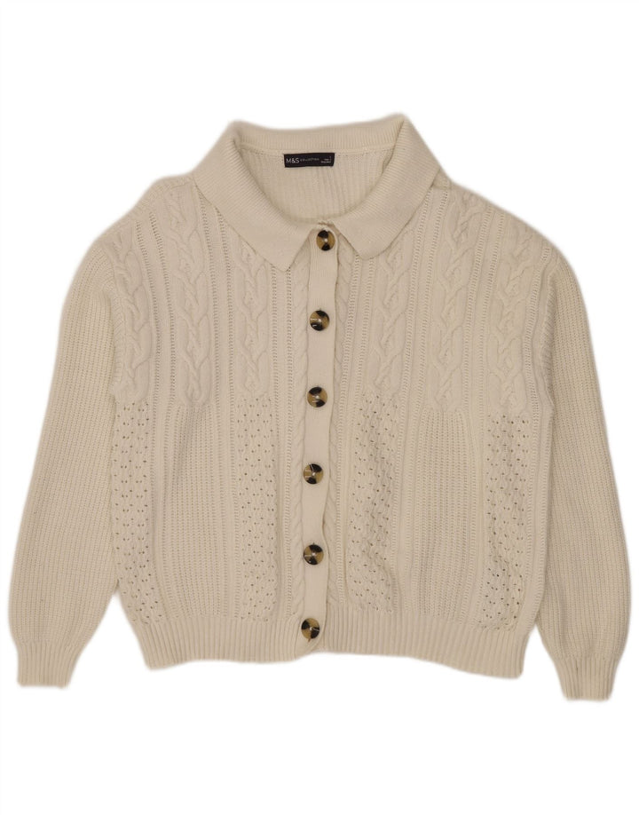 Suéter cardigã feminino Marks & Spencer UK 16 grande viscose branca