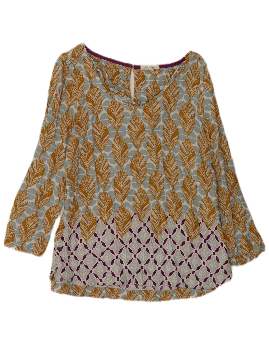 Blusa feminina manga 3/4 White Stuff UK 10 pequena floral multicolorida