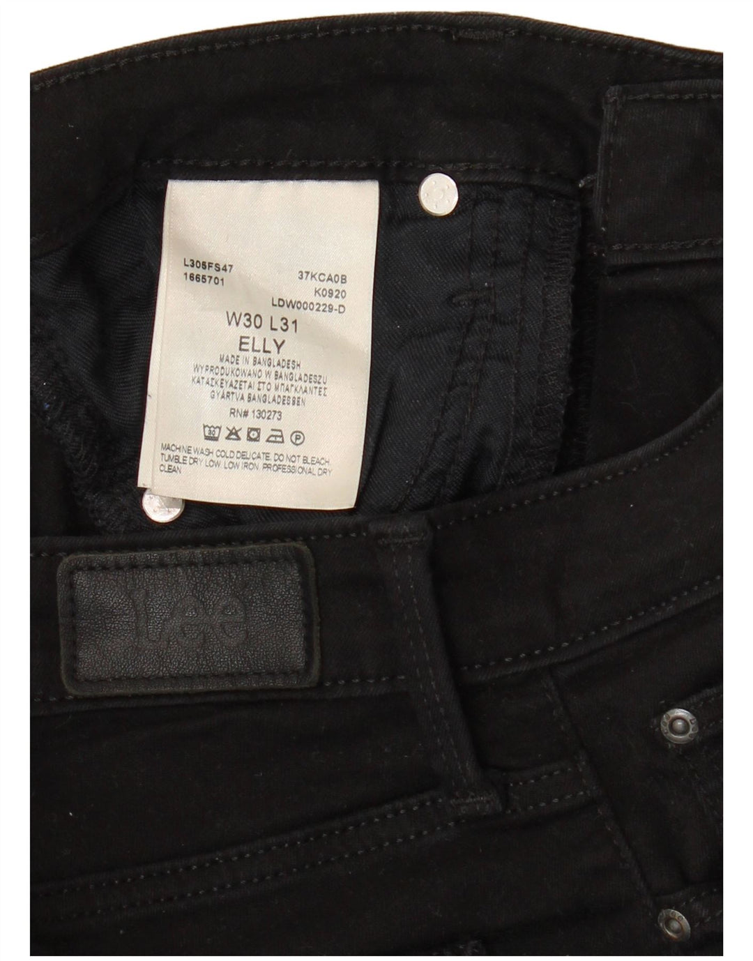 LEE Elly Slim Jeans Feminino W30 L28 Algodão Preto