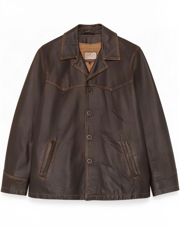 Jaqueta de couro masculina J.J.Scott IT 48 marrom médio