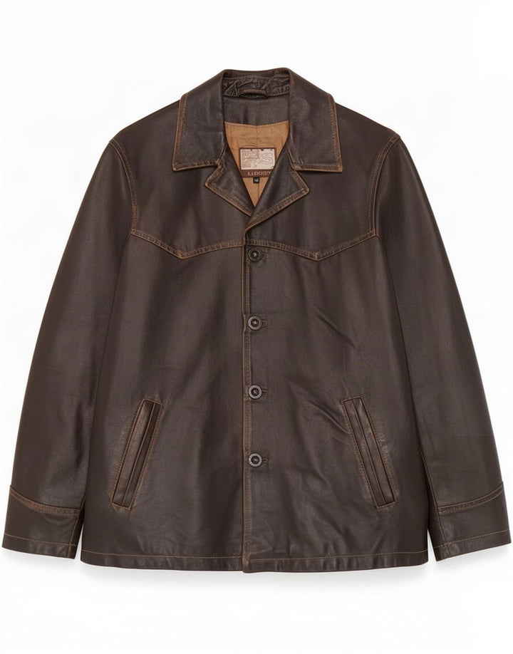 Jaqueta de couro masculina J.J.Scott IT 48 marrom médio