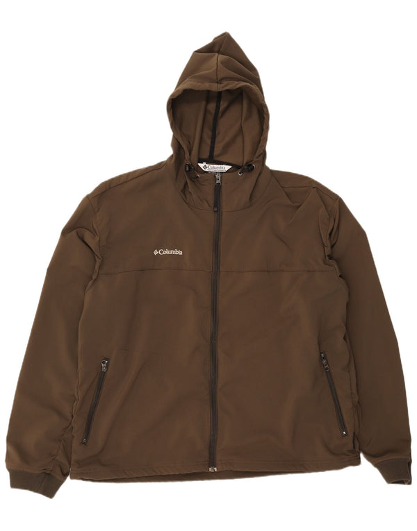 Jaqueta corta-vento masculina Columbia com capuz UK 42 XL cáqui poliéster