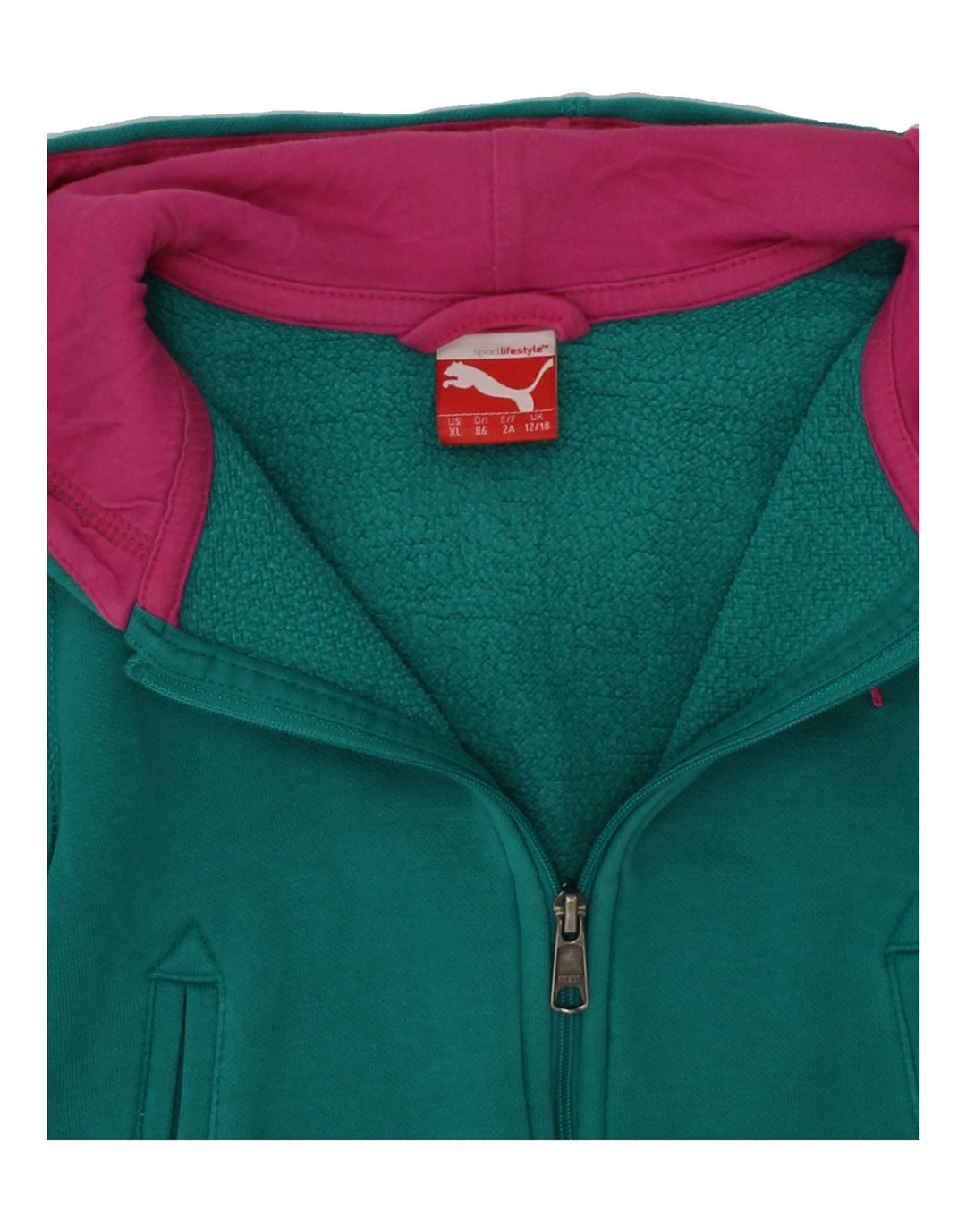 PUMA Baby Girls Graphic Zip Hoodie Sweater 12-18 Months Green Cotton Vintage Puma and Second-Hand Puma from Messina Hembry 