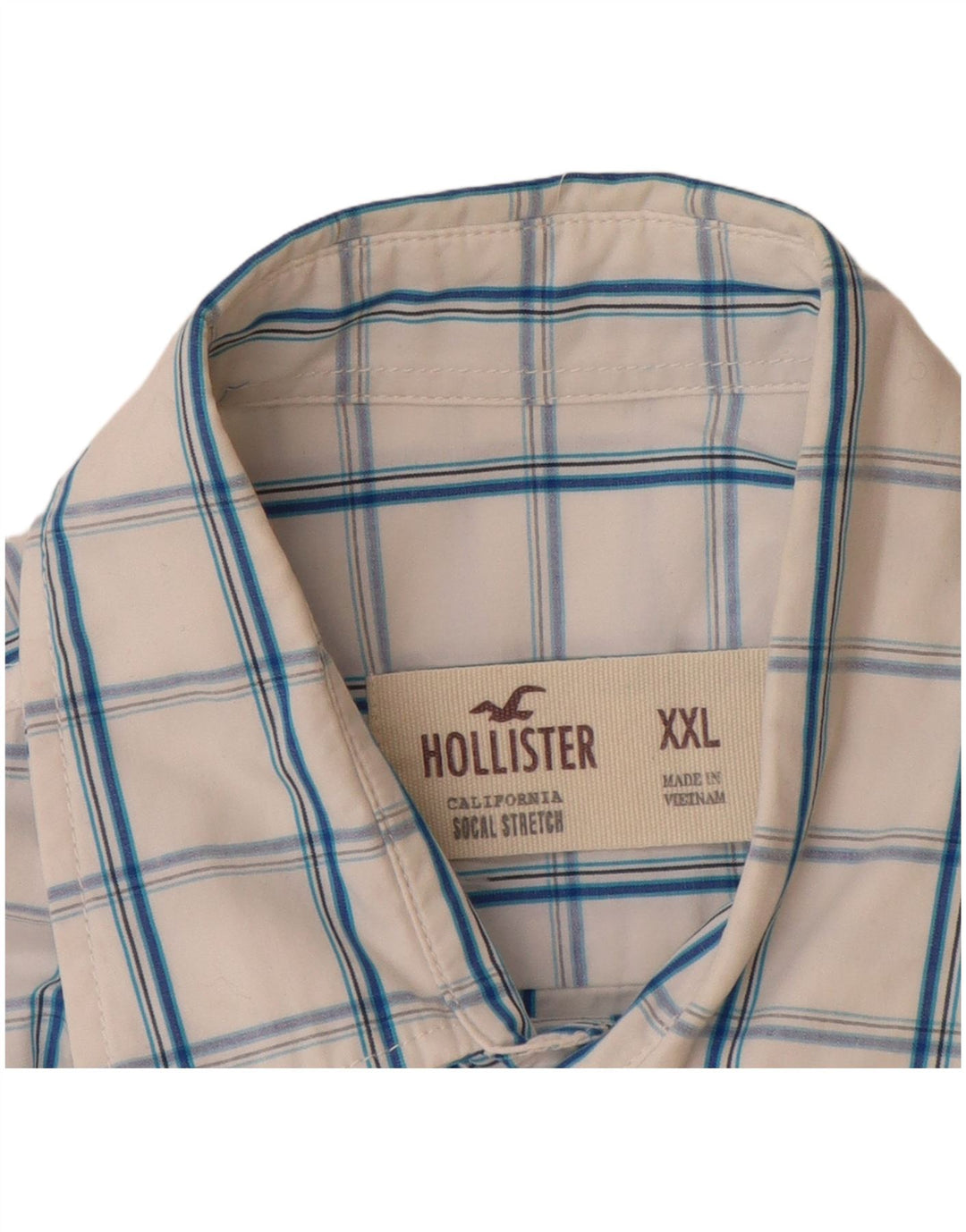 HOLLISTER Camisa masculina de manga curta 15-16 anos 2XL xadrez branco