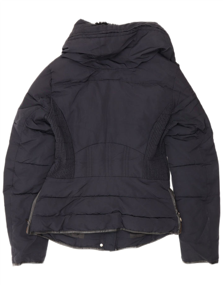 Jaqueta acolchoada feminina Zara UK 6 XS azul marinho