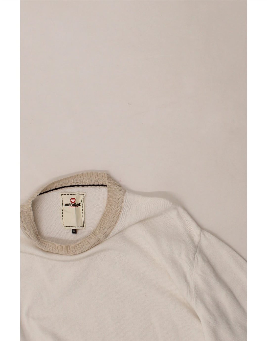 MURPHY & NYE Womens Crew Neck Jumper Sweater UK 20 2XL White Cotton Vintage Murphy & Nye and Second-Hand Murphy & Nye from Messina Hembry 