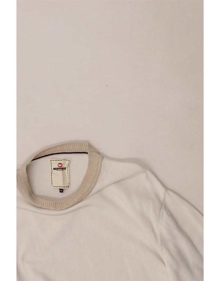 MURPHY & NYE Womens Crew Neck Jumper Sweater UK 20 2XL White Cotton Vintage Murphy & Nye and Second-Hand Murphy & Nye from Messina Hembry 