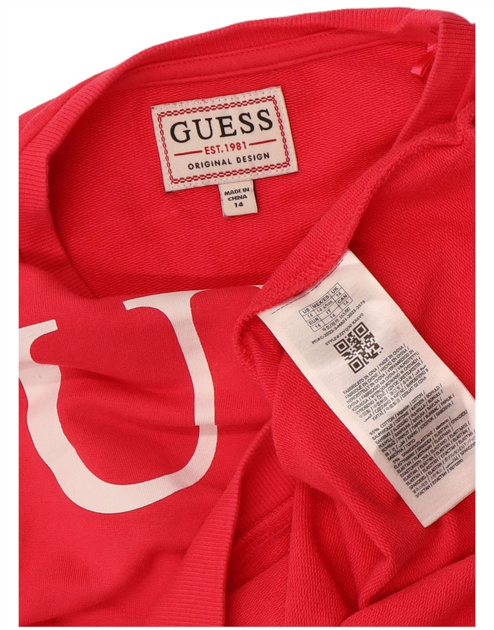 Suéter GUESS Girls Crop Graphic 13-14 anos algodão rosa