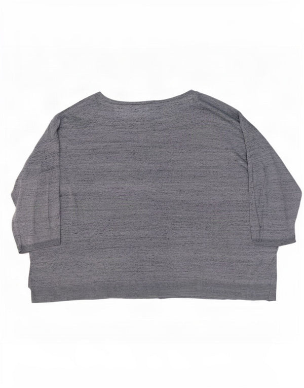 Blusa feminina de manga 3/4 Marks & Spencer UK 20/22 2XL azul manchada