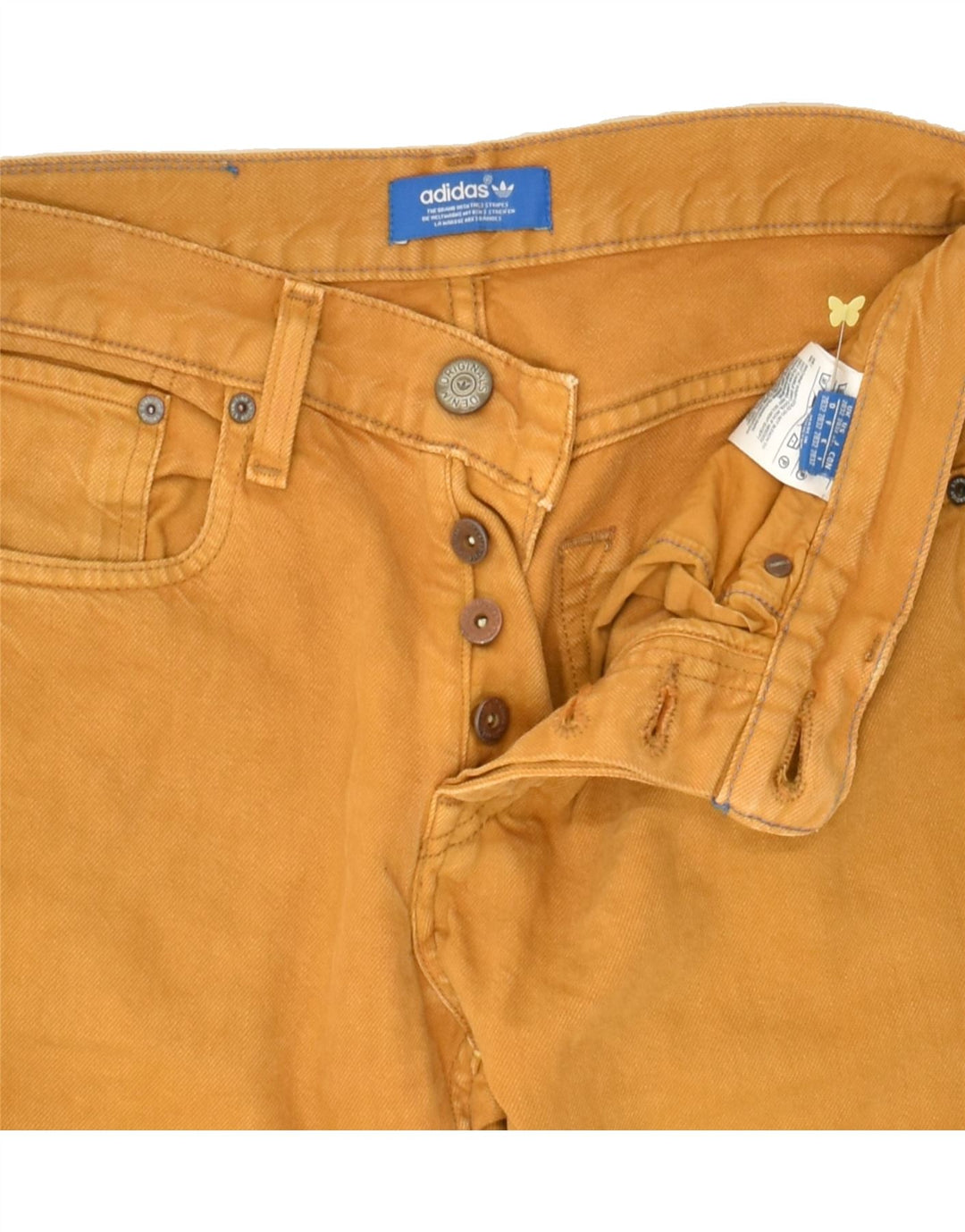 ADIDAS Womens Straight Jeans W28 L32 Yellow Cotton | Vintage Adidas | Thrift | Second-Hand Adidas | Used Clothing | Messina Hembry 