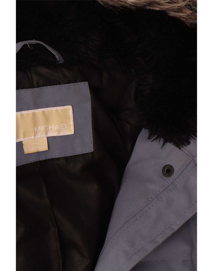 Casaco acolchoado com capuz feminino Michael Kors Reino Unido 14 poliéster azul médio