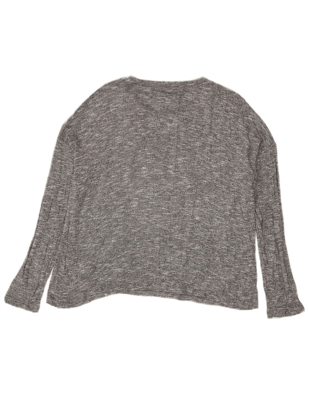Top feminino Zara manga comprida UK 14 viscose manchada cinza médio