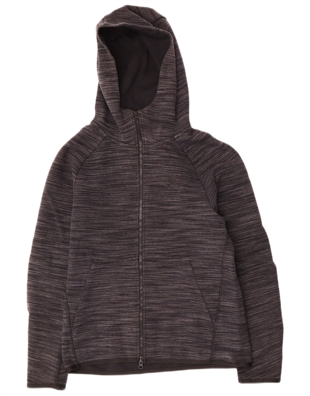 Suéter masculino Nike com capuz e zíper pequeno algodão manchado cinza