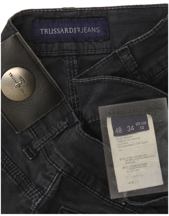 Trussardi Mens Straight Jeans W32 L32 Azul Marinho Algodão