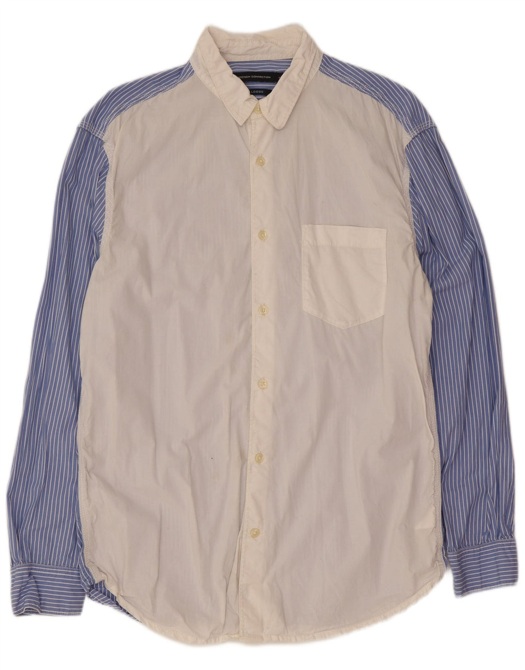 Camisa masculina French Connection algodão colorblock branco médio