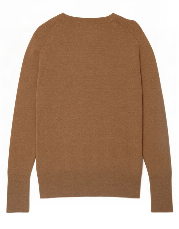 Suéter feminino Zara com gola canoa Reino Unido 14 grande bege viscose