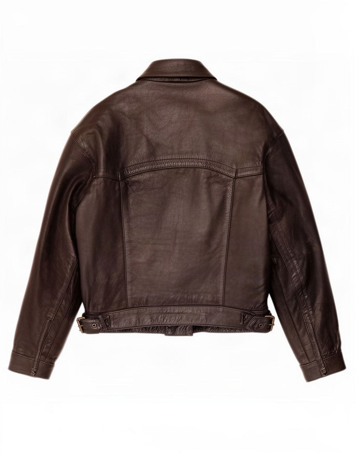 Jaqueta de couro masculina vintage UK 40 grande preta