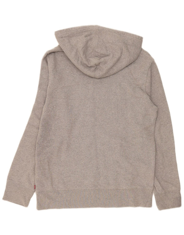 Suéter com capuz gráfico masculino Levi's algodão manchado cinza médio