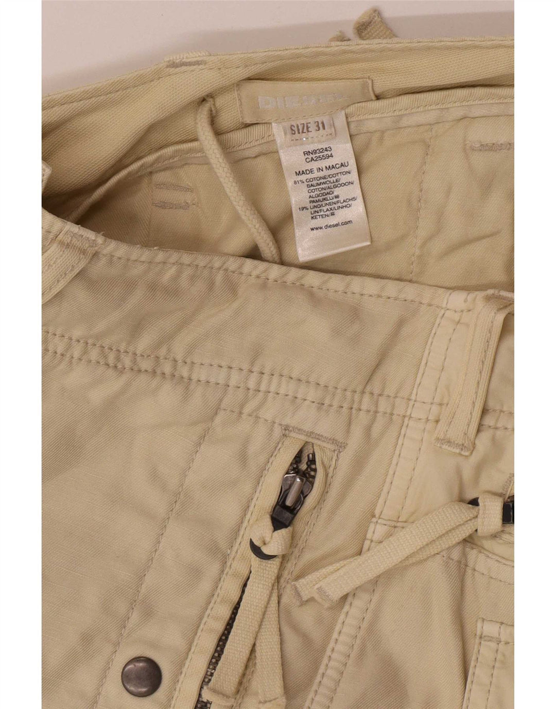 Calça Cargo Capri Feminina Diesel W31 L21 Algodão Bege