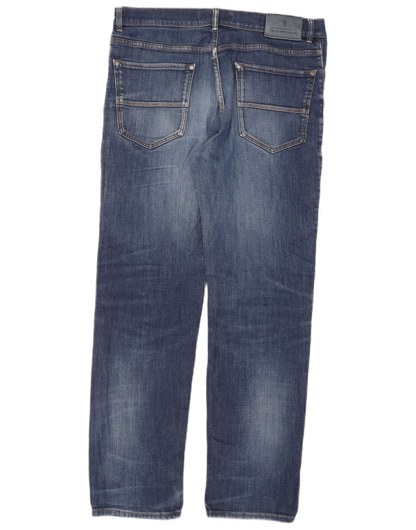 Trussardi Mens Straight Jeans IT 52 XL W38 L32 Azul Algodão