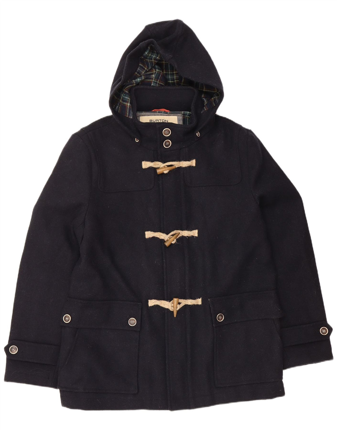 Jaqueta masculina com capuz BURTON UK 40 grande lã azul marinho