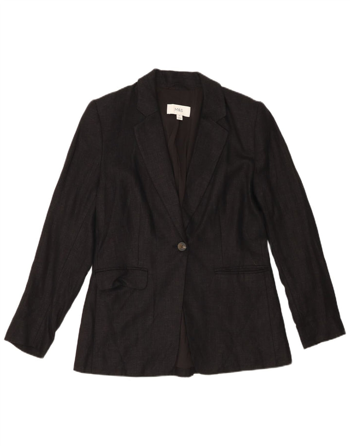 Jaqueta blazer feminina de 1 botão Marks & Spencer UK 10 pequena linho preto