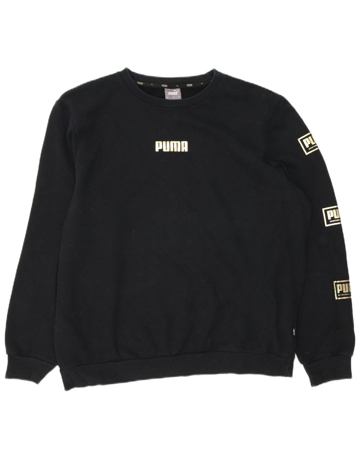 PUMA moletom gráfico masculino jumper grande algodão preto