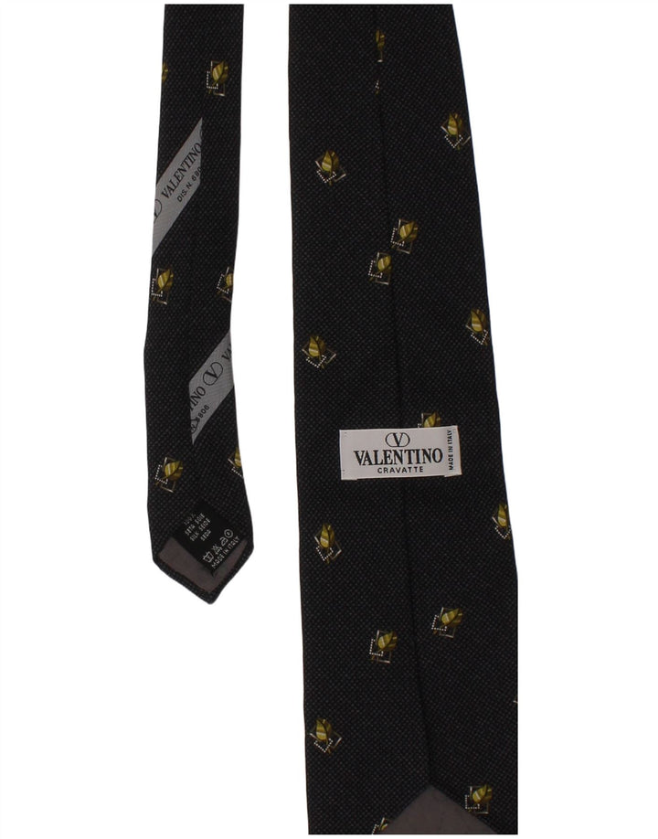 Gravata Cravatte Masculina Valentino Tamanho Único Preto Floral Seda Designer