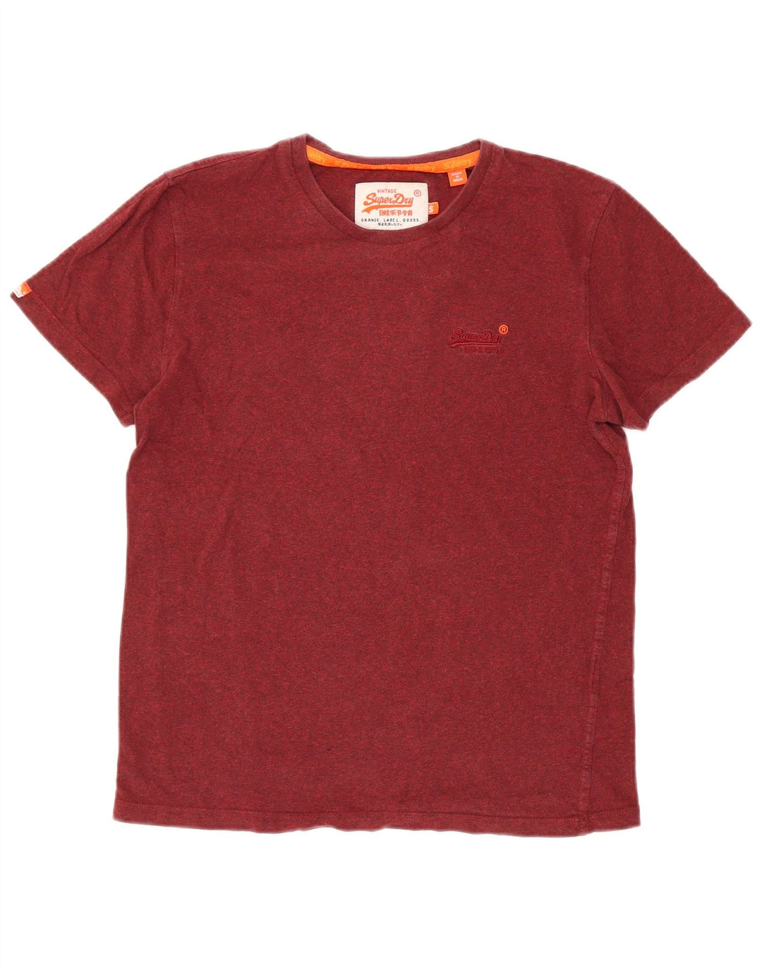Camiseta masculina SUPERDRY top pequeno algodão manchado vermelho