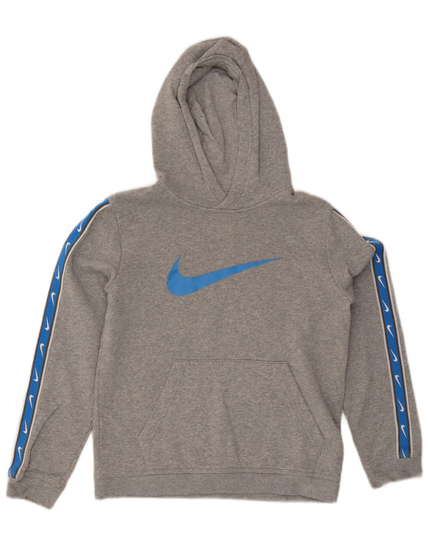 Suéter gráfico com capuz Nike Boys 12-13 anos grande cinza colorblock algodão
