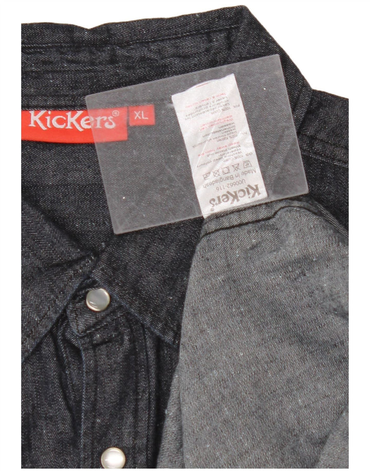 Camisa jeans masculina KICKERS XL azul marinho algodão