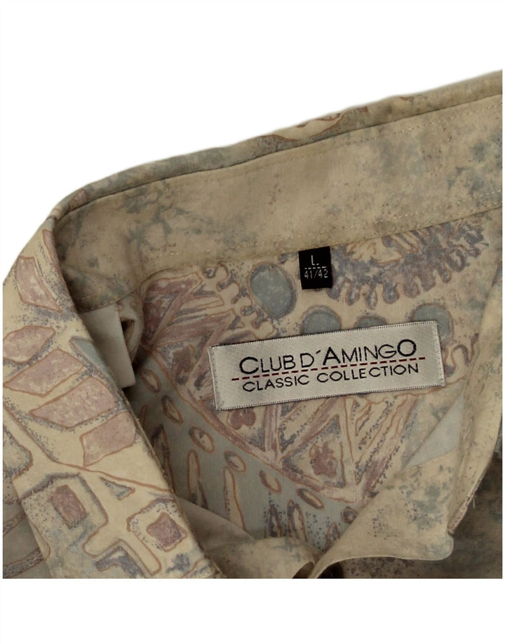 Camisa masculina Club D'Amingo com estampa abstrata tamanho 41/42 grande multicolorida
