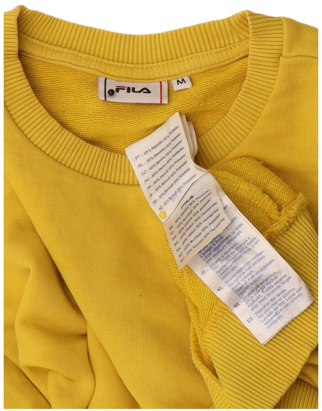 Fila moletom masculino jumper médio algodão amarelo