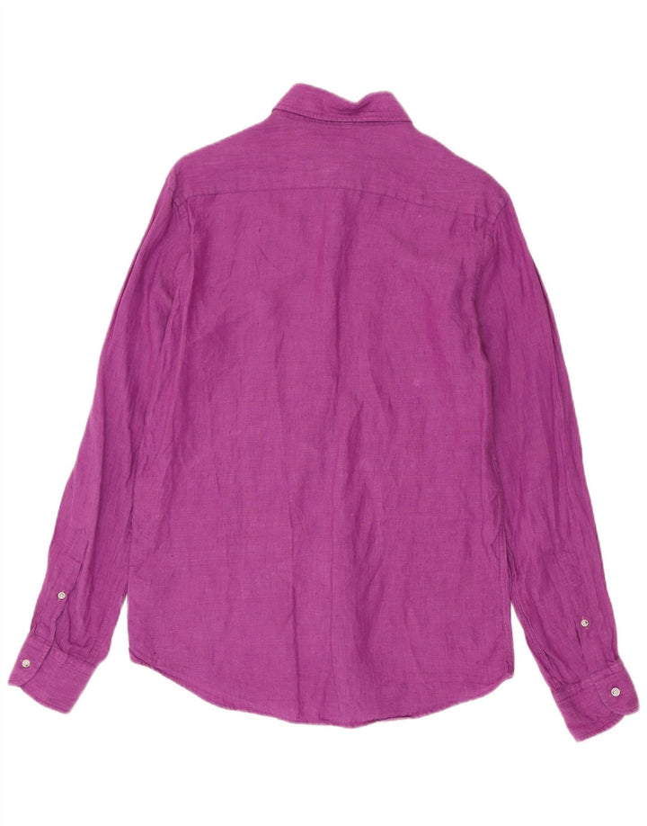 Camisa masculina Massimo Dutti linho roxo médio