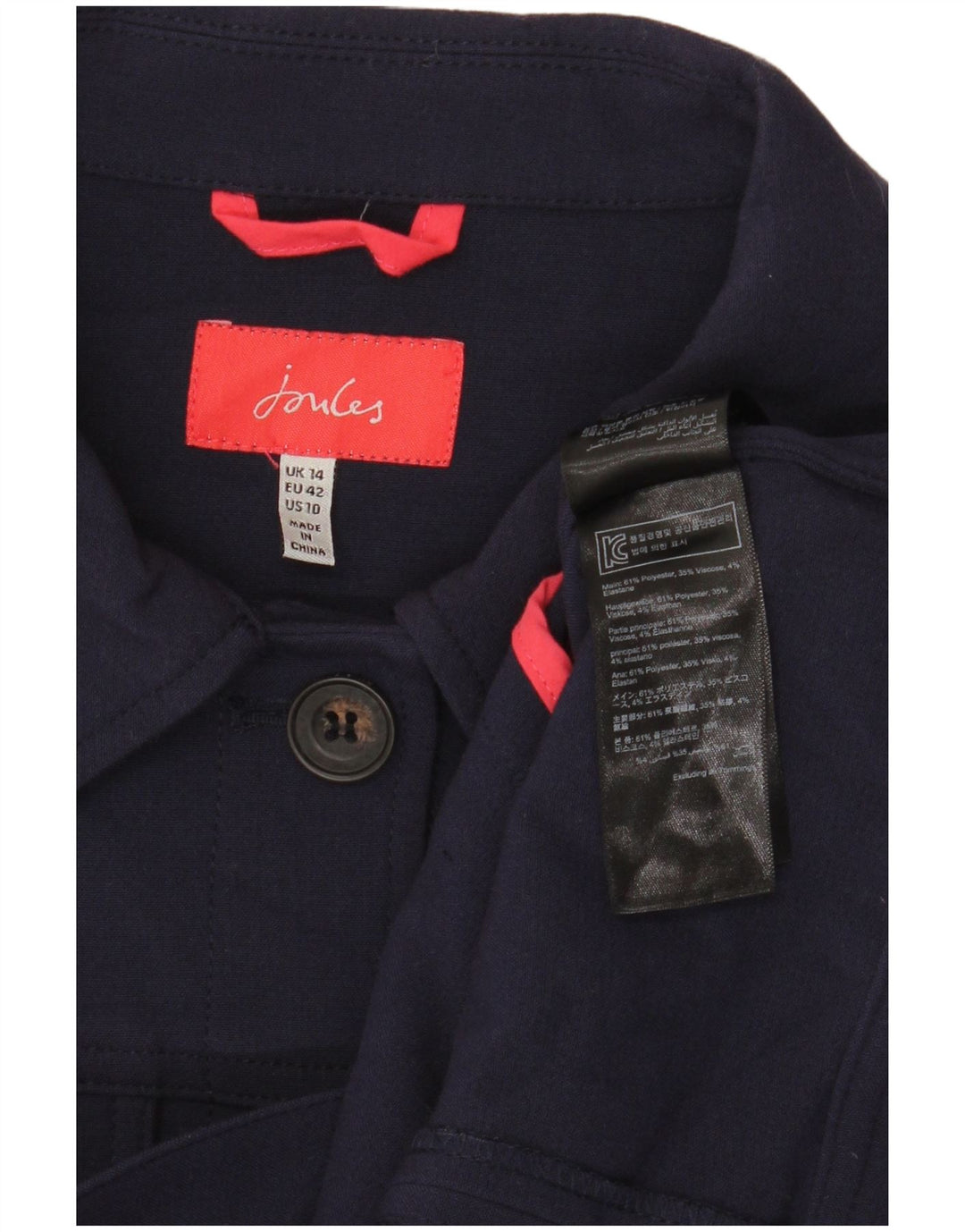 Jaqueta bomber feminina Joules UK 14 grande poliéster azul marinho