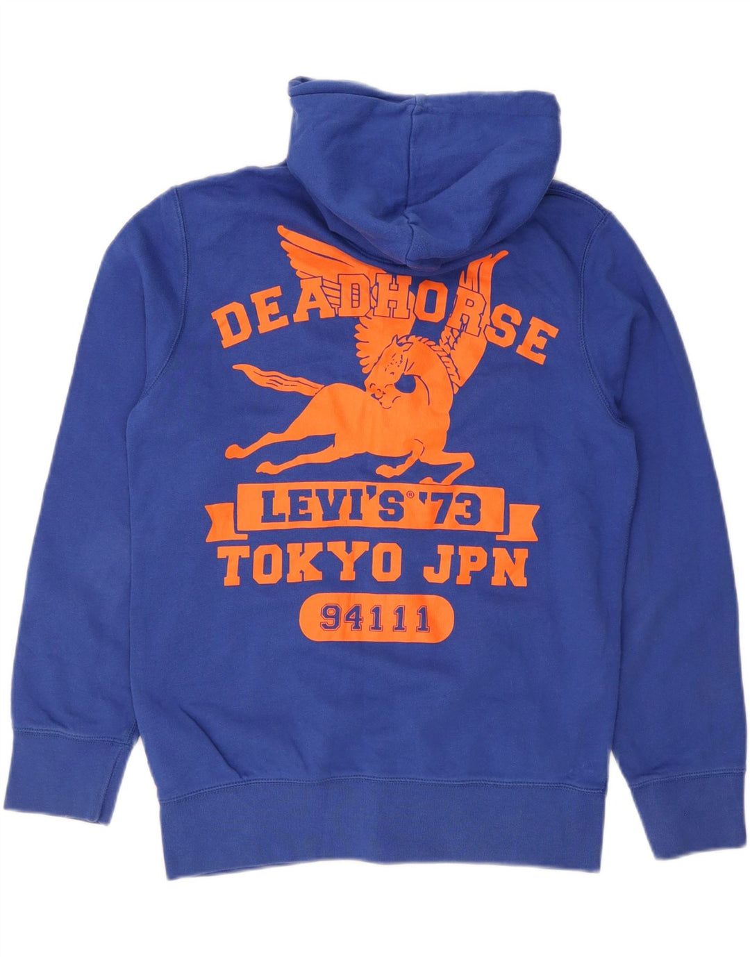 LEVI'S Mens Standard Fit Graphic Zip Hoodie Sweater Small Blue Cotton Vintage Levi's and Second-Hand Levi's from Messina Hembry 
