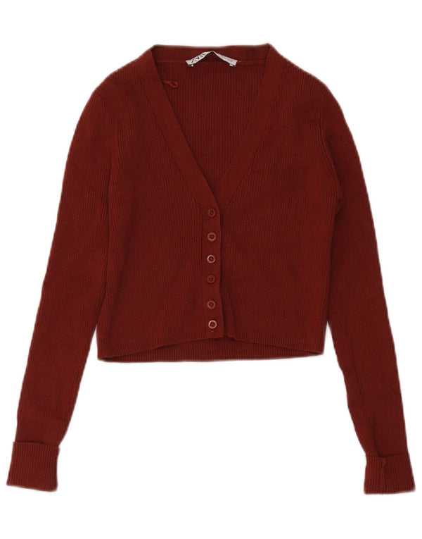 Suéter cardigan feminino Zara Reino Unido 4 XS marrom viscose